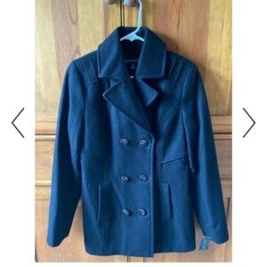 NWT Women's warm winter pea coat Black Medium Macy’s INC International Concepts